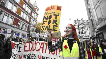 Manifestación de estudiantes en Londres el 4 de Noviembre