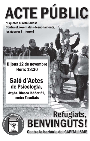 Cartel del acto de Solidaridad con los refugiados en València