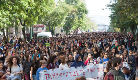 Manifestación de estudiantes en Atenas